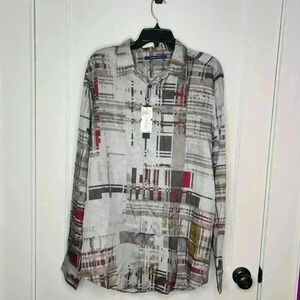 Perry Ellis Principles Regular-Fit Broken Plaid Tweed Shirt NWT Size XLT Asphalt